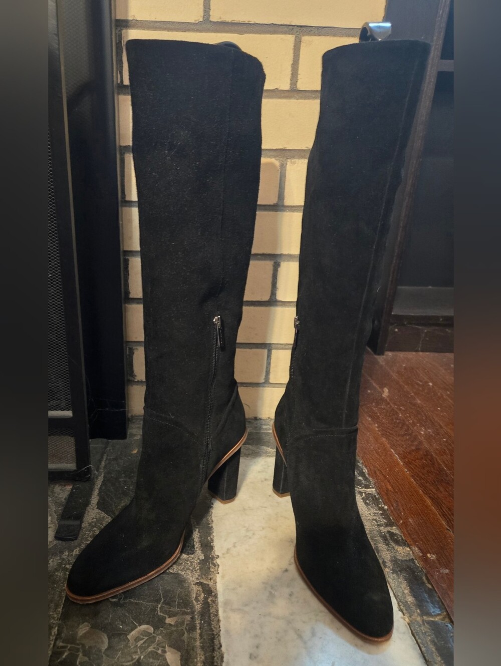 Vince Camuto Black Suede Over-the-Knee Block Heel Boots